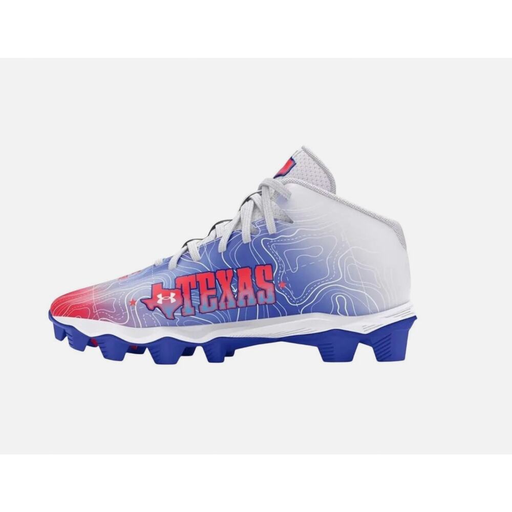 Under Armour Spotlight Fran RM 4 TX Football Cleats KIDS 6 Red White Blue NWOB - Picture 3 of 13